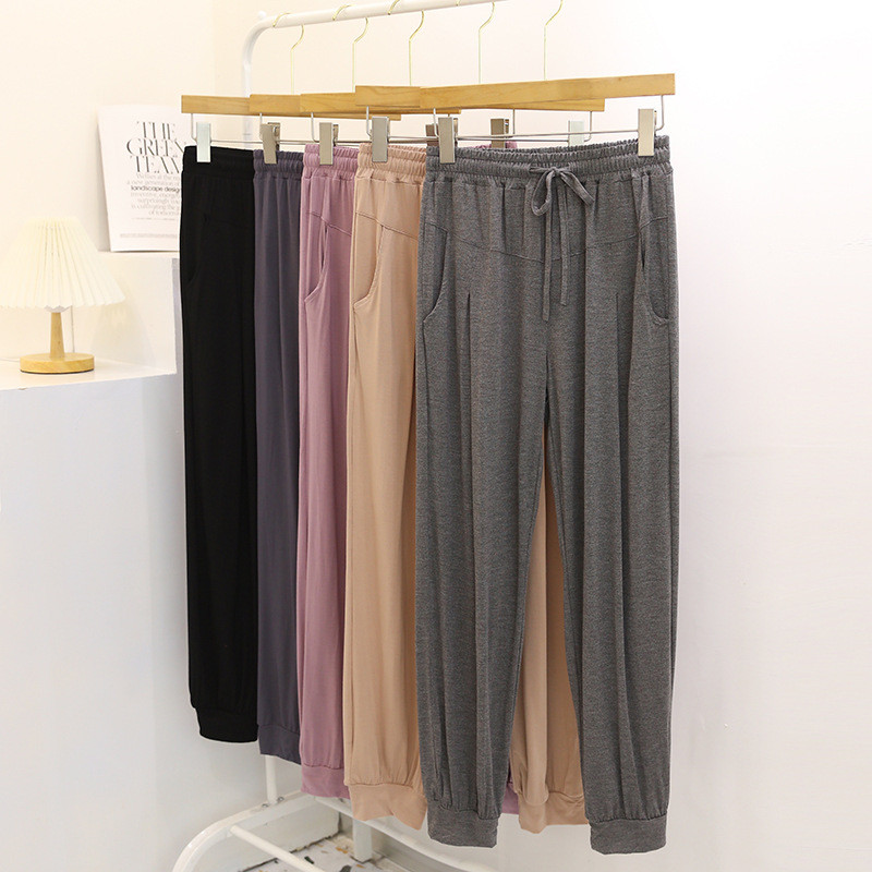 Fdfklak Φθινόπωρο Wnter Modal κολάν Γυναικεία υπνοδωμάτια για το σπίτι Φορέστε παντελόνι με φαρδύ πόδι Loose Bloomers Ελαστική μέση πιτζάμες παντελόνι