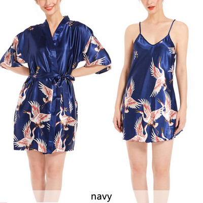 Γυναικεία σατέν ρόμπα με στάμπα Σετ Πιτζάμες Πιτζάμες Νυχτικά Πυζά Sexy Casual SA1397