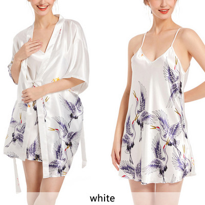 Γυναικεία σατέν ρόμπα με στάμπα Σετ Πιτζάμες Πιτζάμες Νυχτικά Πυζά Sexy Casual SA1397