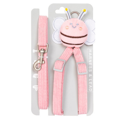 Set de lesă ham respirabil albine pentru câini, animal din desene animate, curea moale pentru piept pentru animale de companie, câini mici, mijlocii mari, pisici, articole de călătorie în aer liber pentru animale de companie