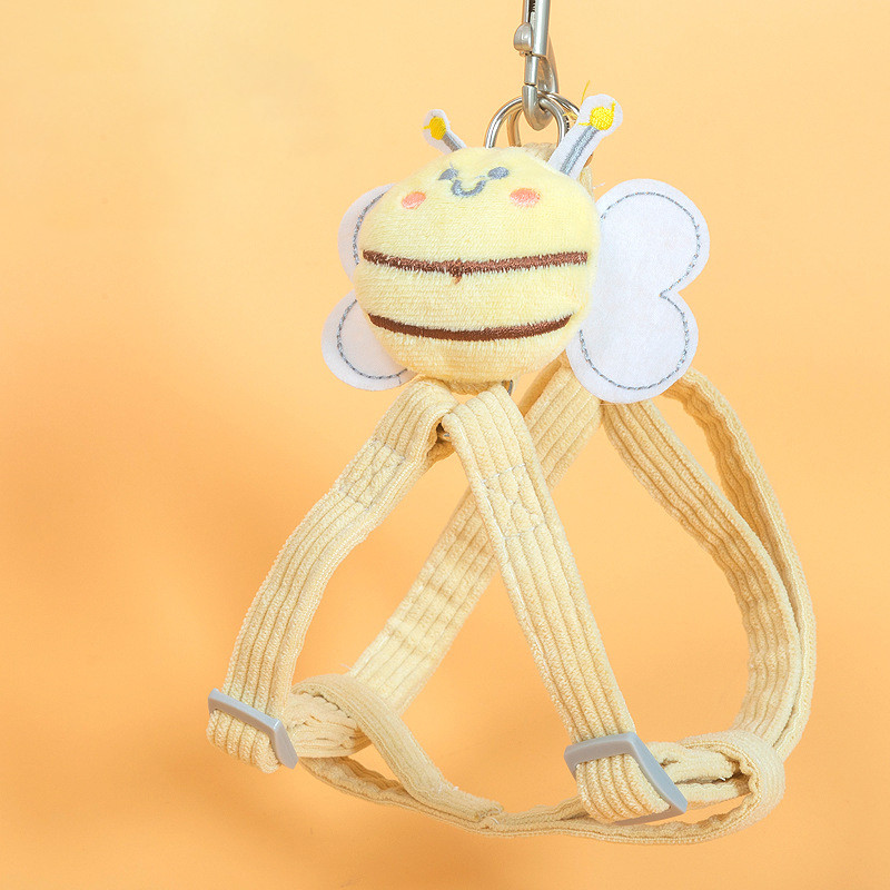 Set de lesă ham respirabil albine pentru câini, animal din desene animate, curea moale pentru piept pentru animale de companie, câini mici, mijlocii mari, pisici, articole de călătorie în aer liber pentru animale de companie