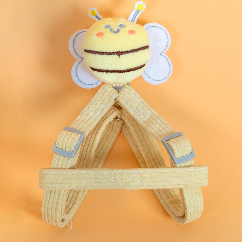 Set de lesă ham respirabil albine pentru câini, animal din desene animate, curea moale pentru piept pentru animale de companie, câini mici, mijlocii mari, pisici, articole de călătorie în aer liber pentru animale de companie