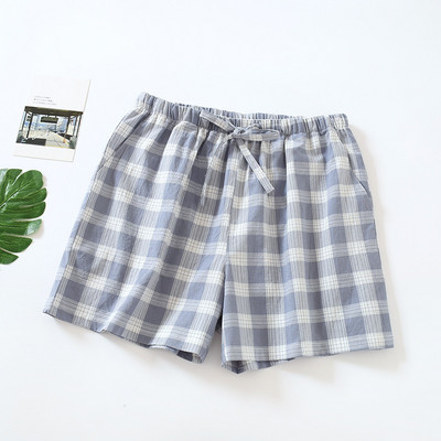 Fdfklak japán kockás pizsama nadrág Női nyári rövidnadrág vékony 100% kétrétegű géz pamut Otthoni nadrág шорты женские летние