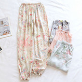Fdfklak Cotton Rayon Sleepwear Παντελόνι για Γυναικεία Pantalones Ανοιξιάτικη Φθινοπωρινή Εκτύπωση Πυτζάμες Παντελόνι Loose Home Φορέστε Πιτζάμες Παντελόνι