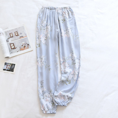 Fdfklak Cotton Rayon Sleepwear Παντελόνι για Γυναικεία Pantalones Ανοιξιάτικη Φθινοπωρινή Εκτύπωση Πυτζάμες Παντελόνι Loose Home Φορέστε Πιτζάμες Παντελόνι