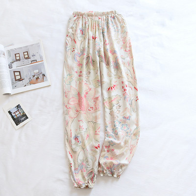 Fdfklak Cotton Rayon Sleepwear Παντελόνι για Γυναικεία Pantalones Ανοιξιάτικη Φθινοπωρινή Εκτύπωση Πυτζάμες Παντελόνι Loose Home Φορέστε Πιτζάμες Παντελόνι