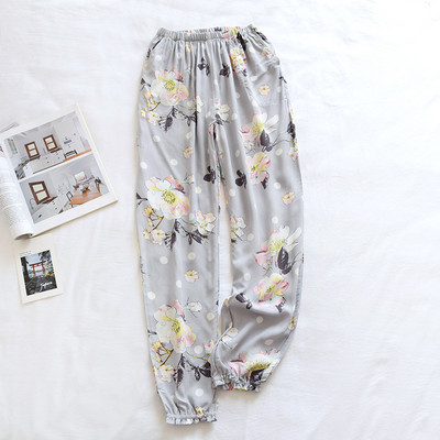 Fdfklak Cotton Rayon Sleepwear Παντελόνι για Γυναικεία Pantalones Ανοιξιάτικη Φθινοπωρινή Εκτύπωση Πυτζάμες Παντελόνι Loose Home Φορέστε Πιτζάμες Παντελόνι