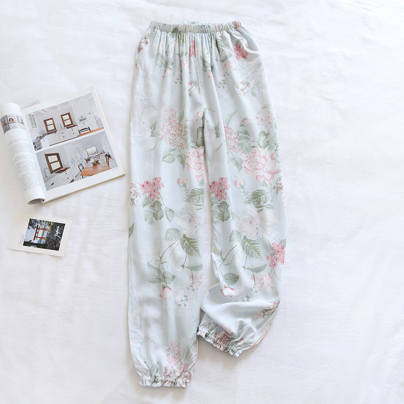 Fdfklak Cotton Rayon Sleepwear Παντελόνι για Γυναικεία Pantalones Ανοιξιάτικη Φθινοπωρινή Εκτύπωση Πυτζάμες Παντελόνι Loose Home Φορέστε Πιτζάμες Παντελόνι