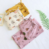 Πυτζάμες κρεπ βαμβακερά παντελόνια γυναικεία άνοιξη φθινόπωρο Διπλή γάζα Πυτζάμες Παντελόνι Home Wear Παντελόνι Γυναικεία