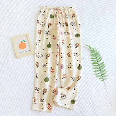 Πυτζάμες κρεπ βαμβακερά παντελόνια γυναικεία άνοιξη φθινόπωρο Διπλή γάζα Πυτζάμες Παντελόνι Home Wear Παντελόνι Γυναικεία