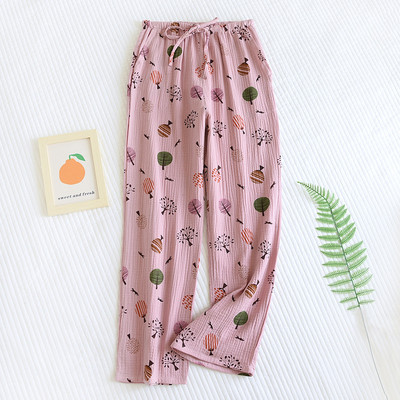Πυτζάμες κρεπ βαμβακερά παντελόνια γυναικεία άνοιξη φθινόπωρο Διπλή γάζα Πυτζάμες Παντελόνι Home Wear Παντελόνι Γυναικεία