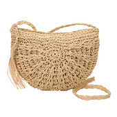 Γυναικεία ημικυκλική τσάντα χιαστί κούφια έξω Καλοκαιρινή τσάντα αλήτης Απαλή μονόχρωμη υφασμένη τσάντα για γυναίκες κορίτσια