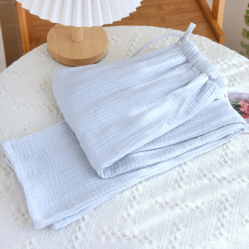 Νέο παντελόνι ύπνου Γυναικείο κρεπ βαμβακερό φαρδύ ίσιο παντελόνι με προστασία από τα κουνούπια Αρχική Φορέστε Fashion καρό παντελόνι πιτζάμες