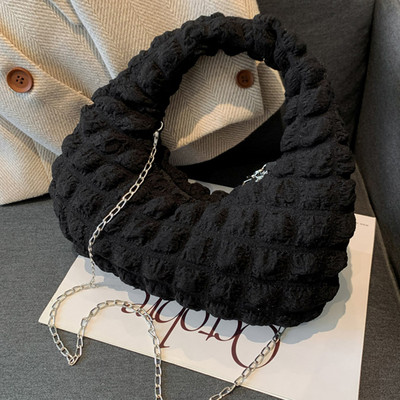 Sieviešu stepēta klimpu soma, mīksta plisēta soma, modes pufīga rokassomiņa, ikdienas soma ar rāvējslēdzēju, meiteņu somiņa