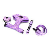 Ρυθμιζόμενο κολάρο σκυλιών κατοικίδιων ζώων Ανθεκτικό μαλακό χαριτωμένο δημιουργικό, μωβ, σχέδιο νύφης, λουρί από νεοπρένιο λουρί με διανομέα τσάντα κακών