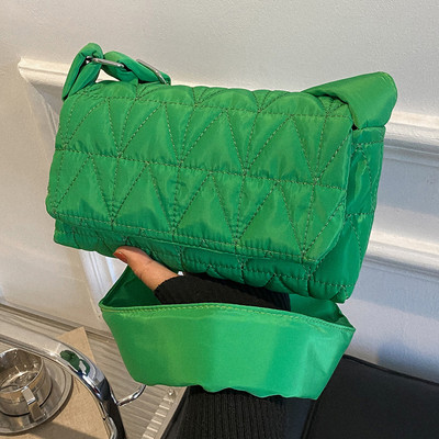 Μόδα τσάντα ώμου Καπιτονέ χιαστί τσάντα σφεντόνα Μικρό τετράγωνο φαρδύ λουράκι βαμβακερό με επένδυση για γυναικεία κορίτσια Ταξιδιωτικό τσαντάκι γραφείου