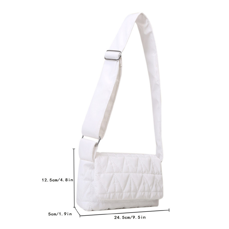 Μόδα τσάντα ώμου Καπιτονέ χιαστί τσάντα σφεντόνα Μικρό τετράγωνο φαρδύ λουράκι βαμβακερό με επένδυση για γυναικεία κορίτσια Ταξιδιωτικό τσαντάκι γραφείου