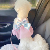 Φούστα με κολάρο σκύλου με φιόγκο Χαριτωμένο λουρί για κατοικίδια με λουρί στήθους σχοινί έλξης γάτα σκυλιά Ρούχα λουρί Γιλέκο Princess Tutu φόρεμα Φούστα