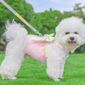 Φούστα με κολάρο σκύλου με φιόγκο Χαριτωμένο λουρί για κατοικίδια με λουρί στήθους σχοινί έλξης γάτα σκυλιά Ρούχα λουρί Γιλέκο Princess Tutu φόρεμα Φούστα