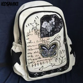 Συνονθύλευμα Flower Letter Πεταλούδα Σχολική τσάντα Vintage Κορεάτικη Αλυσίδα Πολυτελής Σχέδιο Σακίδια Punk Y2k Student Women Harajuku