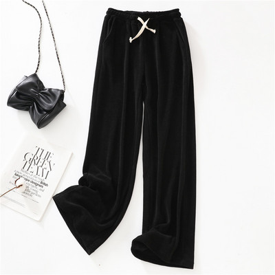 Samta siltas, platas pidžamas bikses sievietēm rudens ziemas ziema ar augstu vidukli Ikdienas guļamveļa Taisnas bikses ārpusē valkāt mājas bikses