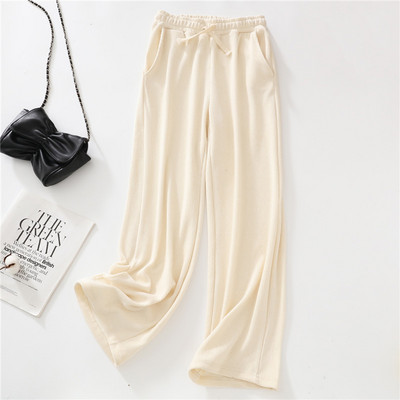 Samta siltas, platas pidžamas bikses sievietēm rudens ziemas ziema ar augstu vidukli Ikdienas guļamveļa Taisnas bikses ārpusē valkāt mājas bikses