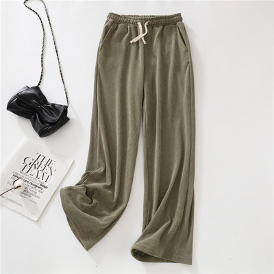 Samta siltas, platas pidžamas bikses sievietēm rudens ziemas ziema ar augstu vidukli Ikdienas guļamveļa Taisnas bikses ārpusē valkāt mājas bikses