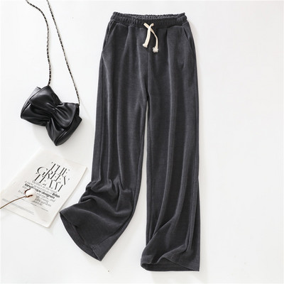 Samta siltas, platas pidžamas bikses sievietēm rudens ziemas ziema ar augstu vidukli Ikdienas guļamveļa Taisnas bikses ārpusē valkāt mājas bikses