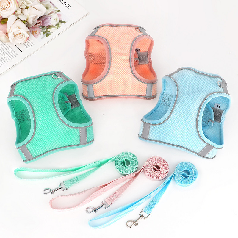 Νάιλον γιλέκο και λουρί για σκύλους για κουτάβι γάτα Καλοκαιρινό πλέγμα αντανακλαστικό ρυθμιζόμενο για μικρούς μεσαίους σκύλους γάτες Τσιουάουα