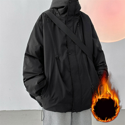 Vrecká na zips, jednofarebné mikiny s kapucňou, vetruodolná bunda, stojačikový golier, svetríky, univerzálne kórejské módne ležérne mikiny.