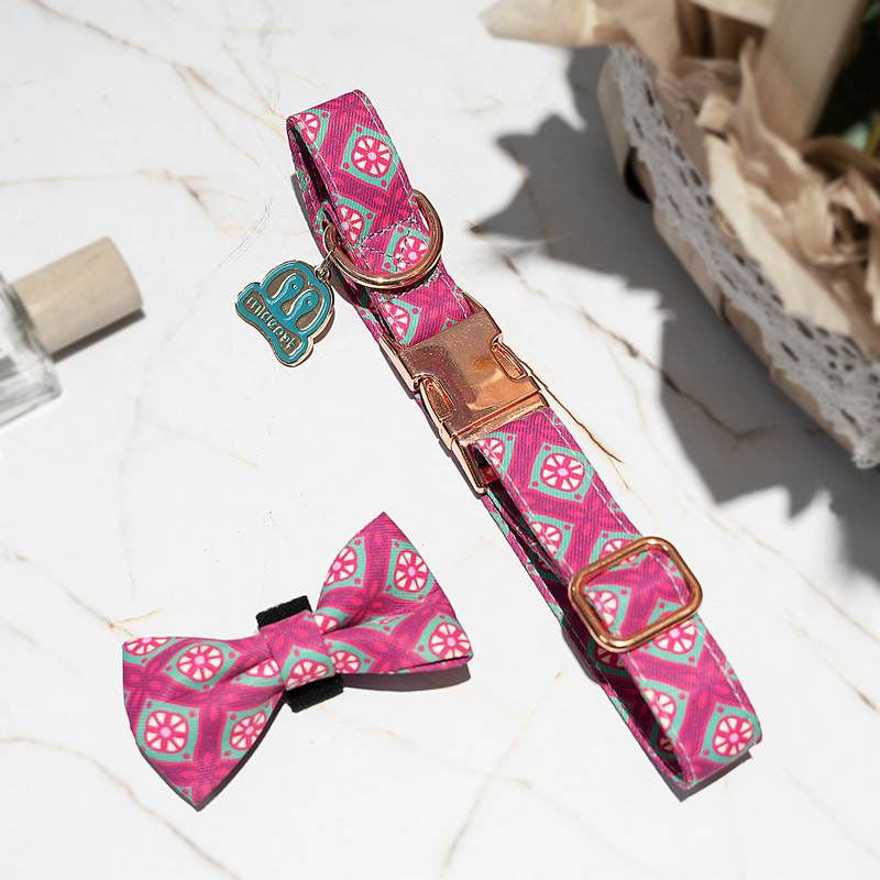 Reguleeritavad metallist pandlad lemmikloomade kaelarihmad ID-sildi ja luksusliku kikilipsuga, 3tk / komplekt koera kassi kaelarihm