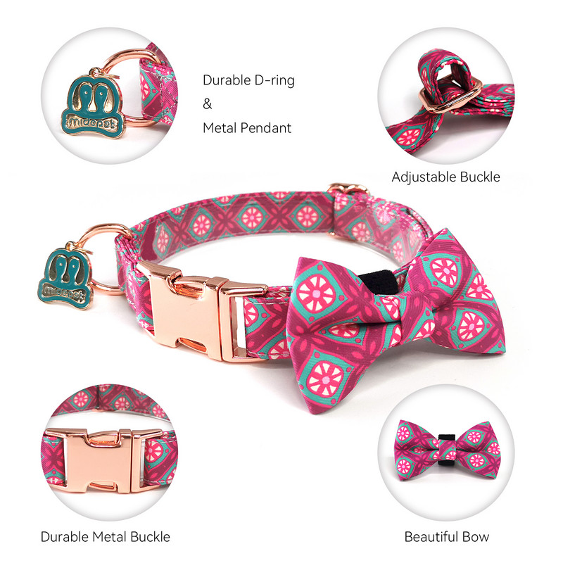Reguleeritavad metallist pandlad lemmikloomade kaelarihmad ID-sildi ja luksusliku kikilipsuga, 3tk / komplekt koera kassi kaelarihm