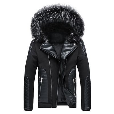 Buzunare cu fermoar Jachetă mozaică Jachetă iarnă caldă guler de blană Îmbrăcăminte exterioară Antrenament Jogging Hanoră Bărbați Casual Sudadera perfect