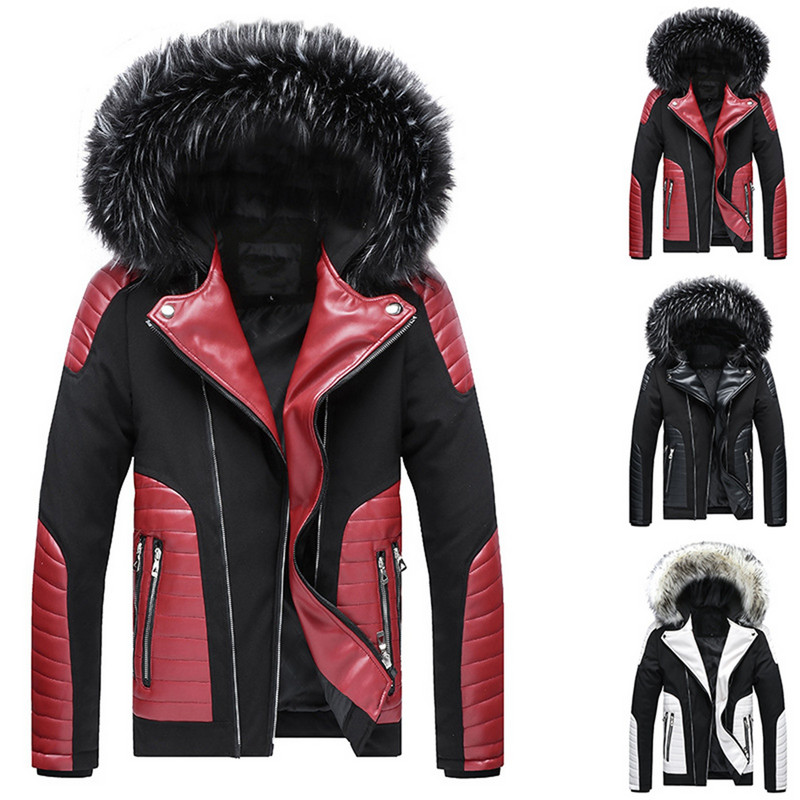 Buzunare cu fermoar Jachetă mozaică Jachetă iarnă caldă guler de blană Îmbrăcăminte exterioară Antrenament Jogging Hanoră Bărbați Casual Sudadera perfect