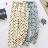 Fdfklak Pantalones De Mujer Pantaloni noi de pijama cu imprimeu floral pentru femei, bumbac largi, primăvară, toamnă, îmbrăcăminte acasă, pantaloni pentru femei