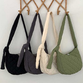 Geantă de tote matlasată de mare capacitate, ușoară, iarnă, din bumbac, căptușită, în carouri, genți de umăr, genți pentru subrat, geantă de mână umflată