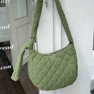 Geantă de tote matlasată de mare capacitate, ușoară, iarnă, din bumbac, căptușită, în carouri, genți de umăr, genți pentru subrat, geantă de mână umflată