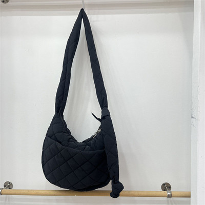 Geantă de tote matlasată de mare capacitate, ușoară, iarnă, din bumbac, căptușită, în carouri, genți de umăr, genți pentru subrat, geantă de mână umflată