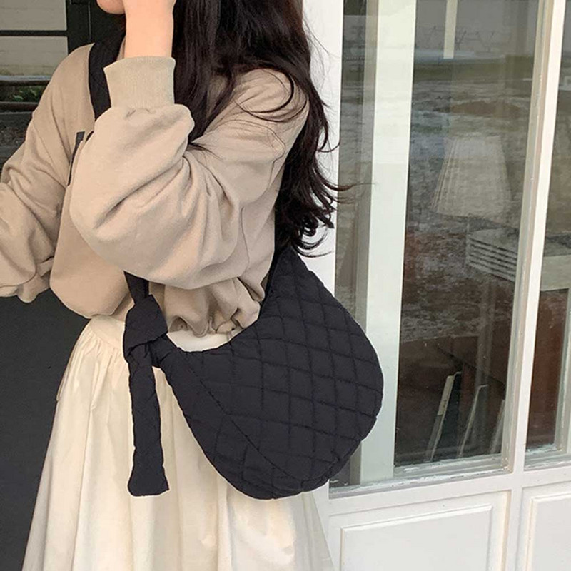 Geantă de tote matlasată de mare capacitate, ușoară, iarnă, din bumbac, căptușită, în carouri, genți de umăr, genți pentru subrat, geantă de mână umflată