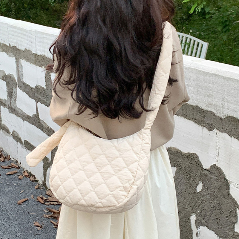 Geantă de tote matlasată de mare capacitate, ușoară, iarnă, din bumbac, căptușită, în carouri, genți de umăr, genți pentru subrat, geantă de mână umflată