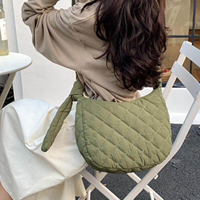 Geantă de tote matlasată de mare capacitate, ușoară, iarnă, din bumbac, căptușită, în carouri, genți de umăr, genți pentru subrat, geantă de mână umflată