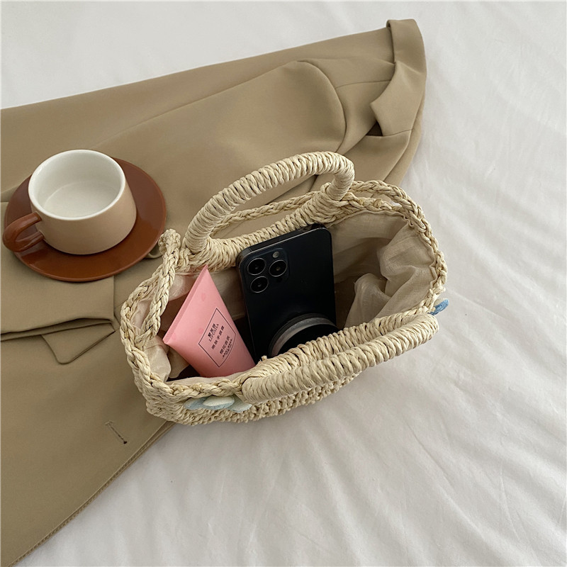 Geantă de mână pentru femei, pe jumătate rotundă, din ratan, cu paie, de vară, pentru plajă, pentru femei, genți de umăr pentru fete