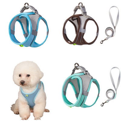 Set de lesă pentru ham pentru câini de talie mică, ham ajustabil pentru cățeluș, pisică, buldog francez, chihuahua, pug, lesă de plimbare în aer liber