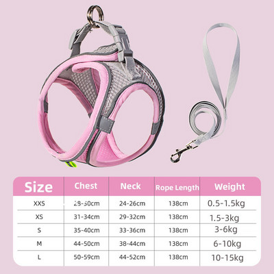 Σετ λουριών με λουρί σκύλου για μικρά σκυλιά Ρυθμιζόμενο γιλέκο με λουρί για κουτάβι για γάτα γαλλικό μπουλντόγκ Chihuahua Pug Λουρί για περπάτημα εξωτερικού χώρου
