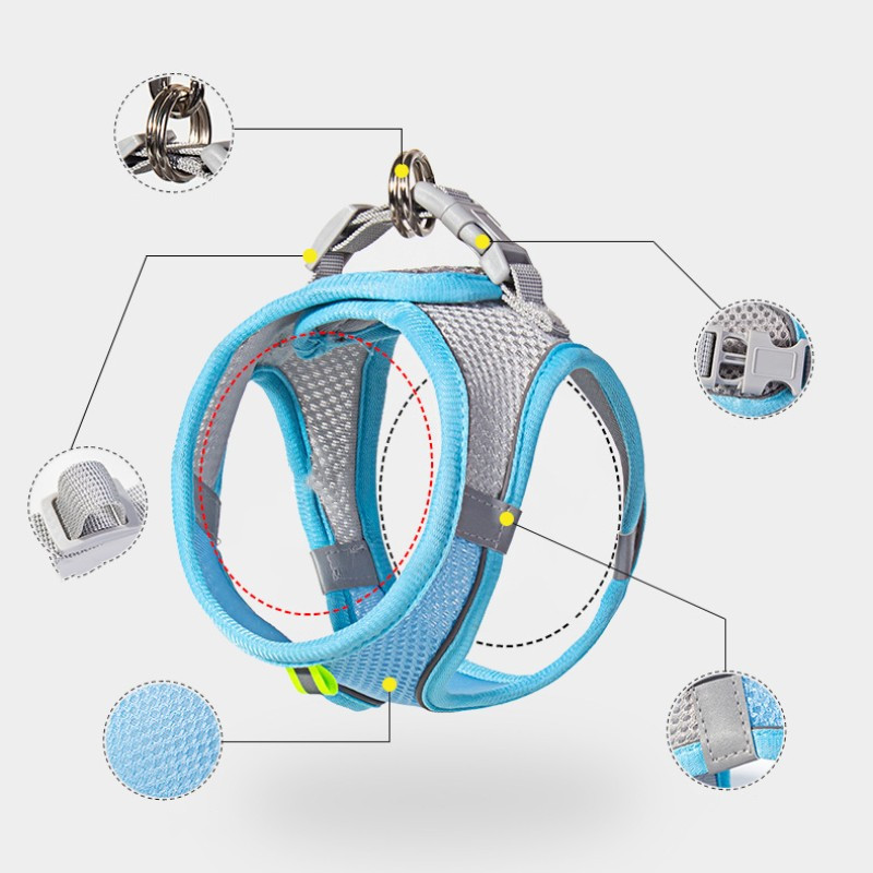Σετ λουριών με λουρί σκύλου για μικρά σκυλιά Ρυθμιζόμενο γιλέκο με λουρί για κουτάβι για γάτα γαλλικό μπουλντόγκ Chihuahua Pug Λουρί για περπάτημα εξωτερικού χώρου