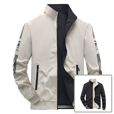 Vīriešu apģērbi Vīriešu Slim Light Up Divu rāvējslēdzēju džemperis Gara jaka Muša piedurknēm Rāvējslēdzējs Stcollar Jaka Micros Mētelis Kabatas jaka