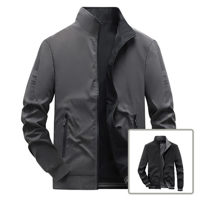 Vīriešu apģērbi Vīriešu Slim Light Up Divu rāvējslēdzēju džemperis Gara jaka Muša piedurknēm Rāvējslēdzējs Stcollar Jaka Micros Mētelis Kabatas jaka