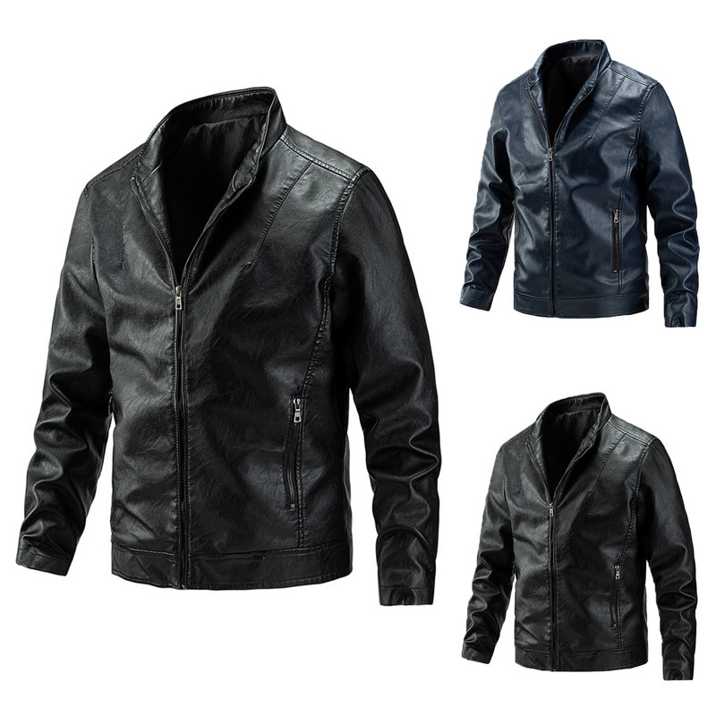 Soojustatud kaelusega jope püstine paksendav alla ülaosa Sügistalvine pesapallijakk Talvine meeste mantlid Kaubandusnahk