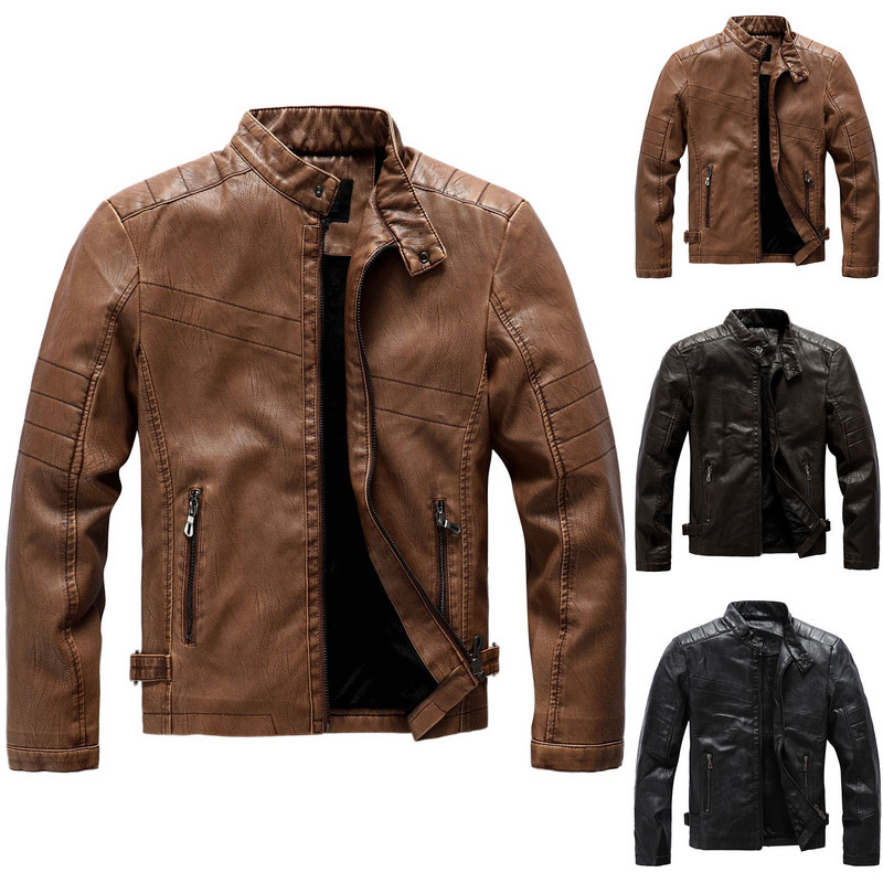Big Tall Bărbați Jachete Jachete Pu Pentru Rochie Toamnă Piele Iarnă Vegană Jachetă de piele Cu Jachetă Puffy Stcollar