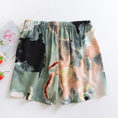 Fdfklak εμπριμέ φρέσκο καλοκαιρινό παντελόνι πιτζάμα Γυναικείο βαμβακερό σορτς από ρεγιόν για το σπίτι Φορέστε παντελόνι ύπνου με φιόγκο Γλυκά κορίτσια έξω